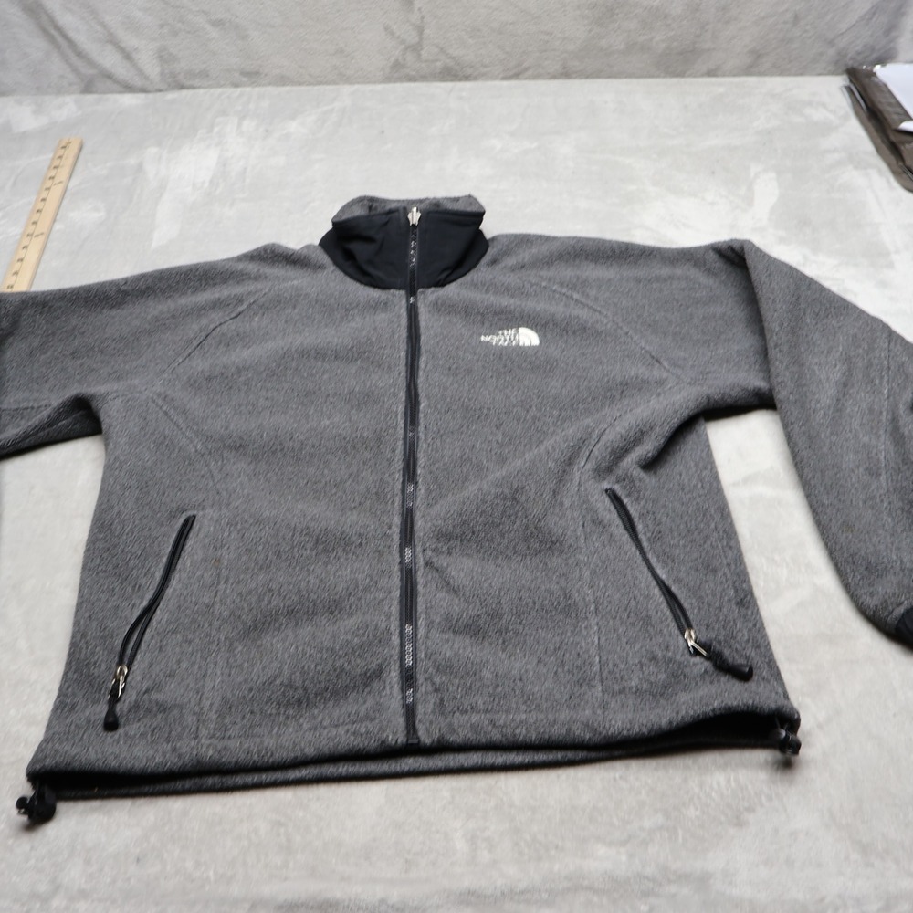 North Face Jacket Womens Medium Gray Full Zip Polartec Fleece Outdoor Hiking
